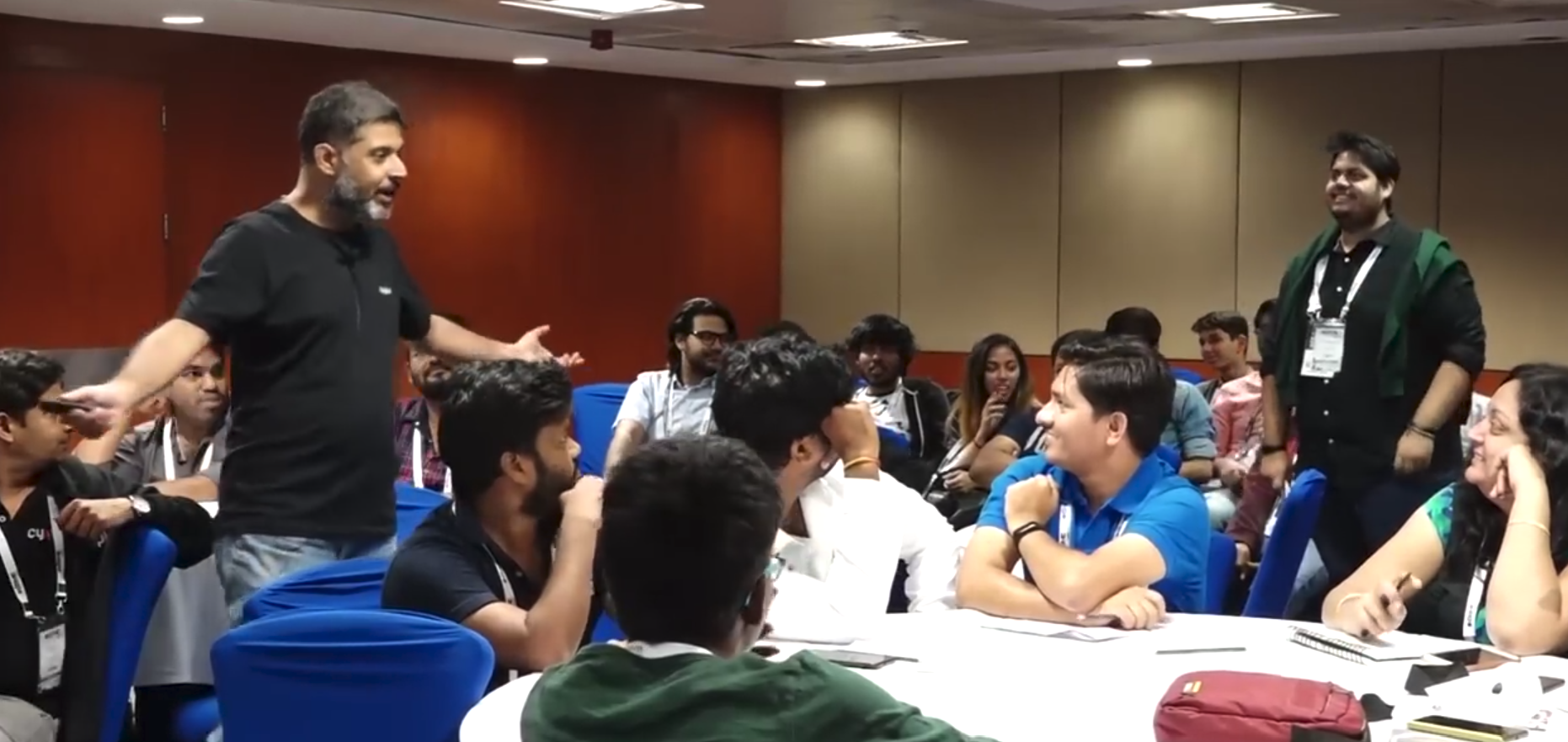 Anand Ramachandran leading an interactive game design workshop